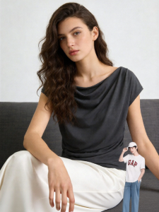 Gap | Spring New Style Ruffled Collar Simple Women T-Shirt