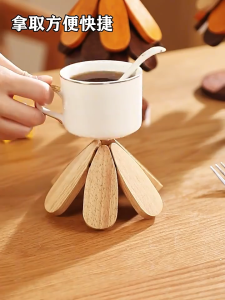 RakanKu Malaysia Wooden Tree Insulation Mat Solid Wood Coaster Heat Resistant Pot Holder Pan Trivet Anti Scald Non Slip Folding Table Placemat Kitchen Dining Decor Alas Cawan Kayu 隔热垫木
