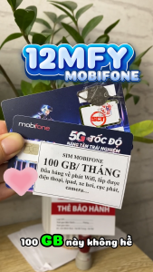 (SALE SẬP SÀN) Sim 4G Mobifone 12MFY100 Có Ngay 100GB Mỗi Tháng Vào mạng Thả ga Không Giới Hạn Data Tốc Độ cao Trong Ngày Trọn Gói 1 Năm . FREESHIP - CHƯA KÍCH HOẠT.