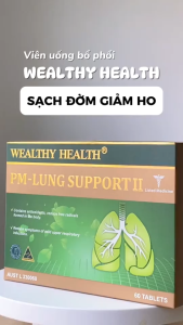 Viên uống bổ phổi Wealthy Health PM-Lung Support II nhập khẩu Úc giúp tăng cường chức năng phổi tăng đề kháng cải thiện tuần hoàn phổi và hệ hô hấp giảm ho long đờm - Hộp 60 viên