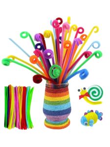Colorful Macaron DIY Twisted Sticks Macaron Colored Flocking Sticks Early Education Handcraft Materials for Kindergarten