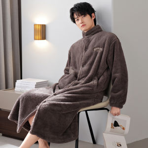 Couples Fleece Lined Coral Velvet Robe Thickened Autumn Winter Style Womens Version Elegant Sleepwear for Couples