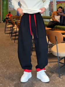 กางเกงลำลองชายผ้าขนแกะบุขนแกะฤดูใบไม้ผลิและฤดูใบไม้ร่วง กางเกงขายาวทรงหลวม กางเกงขายาวทรงหลวม กางเกงขายาวทรงหลวม กางเกงขายาวทรงหลวม