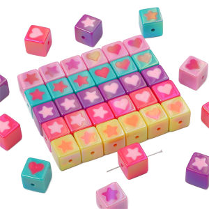 2-5ชิ้น 16มม. น่ารักหัวใจสี่เหลี่ยมลูกปัดสำหรับสร้อยคอสร้อยข้อมือพวงกุญแจทำเครื่องประดับ DIY