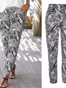 Casual Print Slim Straight Leg Pants High Waist Long Pants Commute Style Retro Vintage Dyeing Fabric Other Material 100%