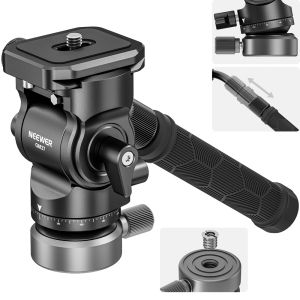 NEEWER GM27 Tripod Fluid Head with Leveling Base Metal Pan Tilt Head with Arca Type QR Plate Camera Tripod Accessories