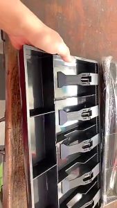 Cash Drawer Laci Uang Untuk Warung Cash Tray Laci Uang Kasir 4 Kotak Koin 5 Grid Tempat Uang Toko Keamanan Mendaftar Kotak Penyimpanan Memasukkan Baki