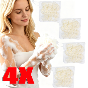 Dual-sided Foaming Shower Bath Ball / Reusable Drawstring Soap Saver Pouch / Gentle Skin Exfoliating Loofah Sponge / Practical Body Cleansing Accessory for Home Shower Use
