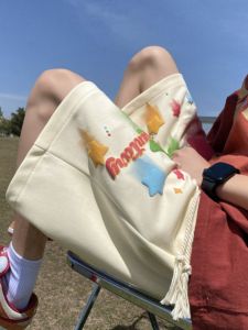 กางเกงขาสั้นทรงหลวมสไตล์อเมริกันสำหรับผู้ชาย ทรงสปอร์ต ลายการ์ตูน ทรงสตรีท ทรงสั้น ทรงหลวม ทรงหลวม ทรงหลวม