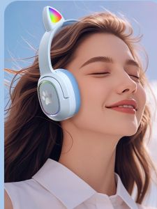 Cute Pet Cat Ear Headset Wireless Bluetooth Earphones Low Latency Long Battery Life for Music And Gaming Student Friendly Price