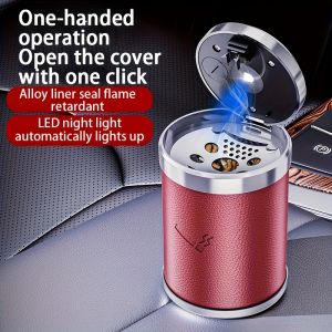 Car Ashtray Portable With LED Light Vacuum Anti-Smell Odorless Cigar Ashtray Mini Trash Can for Cup Holder Accessories