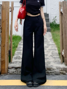 Quần Ống Loe Ống Đứng Màu Xám Ôm Vừa Vặn Cho Nữ Mùa Thu Quần Tây Dài Đến Sàn Phong Cách Hàn Quốc Quần Dài