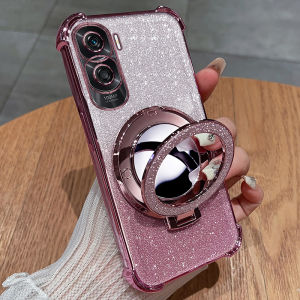 Honor X50i Phone Case Silicone Protective Cover with Stand Full Lens Protection Anti-fall Transparent Soft Shell for Women