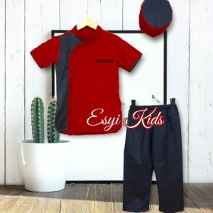 Setelan baju koko anak laki laki model terbaru 2024 pakaian muslim anak cowok usia 1-10 tahun