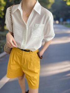 Basic House | White Polo Collar Short Sleeve Shirt
