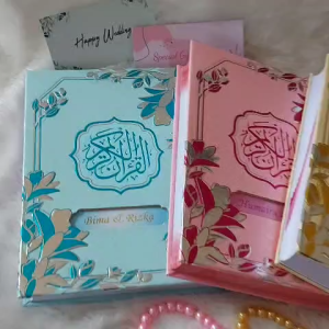Al-Quran Ukuran A5 Quran Hardcover Desain 3D Flower Timbul Free Custom Nama