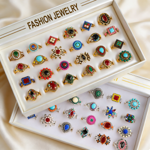 10/20/30/50Pieces Bohemian Geometry Flowers Rings Set For Women Men Mix Style Ethnic Vintage Jewelry Party Gifts
