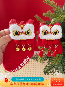 Red Cotton Floor Socks with Bell for Infants And Children Cute Lion Design New Year Baby Socks Pure Cotton Newborn Socks