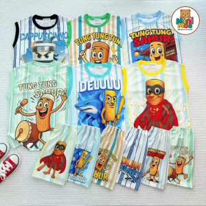 Bộ Ba Lỗ Thun Thái In 3D Tung Tung Sahur MINKYMOM Cho Bé Trai Bé Gái Mặc Hè Mát – BL-IN87