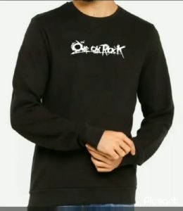 Jaket Zipper Hoodie ONE OK ROCK Bahan Kain Fleece Warna Hitam