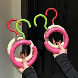 Dopamine Cap Storage Bag Wardrobe Hook Ring Clothes Hanger Home Organizer Scarf Display Rack Rotatable Hook Family Organizer