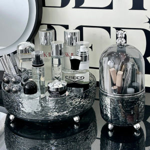 Rotating Desk Multi-Grid Transparent Acrylic Cosmetic Display Organizer