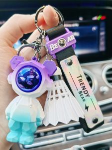 Sáng Tạo Gradient Lightning Gấu Cầu Lông Túi Móc Khóa Quà Tặng Cho Bé Trai Cặp Đôi Tinh Tế Hoạt Hình Series Mềm Móc Khóa Cao Su