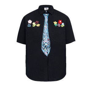 SUOSHE | Hand-drawn Graffiti Flower Patterned Short Sleeve Shirt For Men and Women Summer New Style Tie-in High-end Trendy