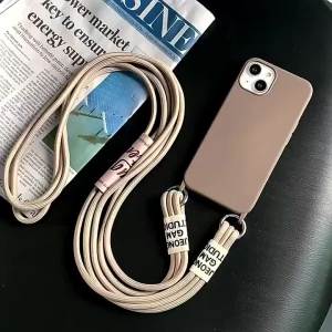 Cord Strap Lanyard Siliocne Phone Case For iPhone 15 14 13 12 11 Pro Max Mini XS X XR 7 8 15 Plus Crossbody Necklace Cover Coque