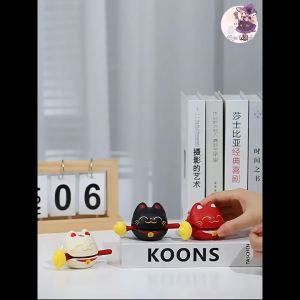 Mèo Thần Tài Gõ Mõ Tịnh Tâm Lucky Cat Mang Tới May Mắn Đồ Chơi Phong Thủy Trang Trí Bàn Làm Việc Tụng Kinh Giải Nghiệp