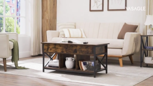 XUXU โต๊ะเอนกประสงค์ โต๊ะกลางปรับระดับได้ สามารถยกได้ โต๊ะกาแฟ โต๊ะเอนกประสงค์ พร้อมชั้นเก็บของ ช่องเก็บของแบบซ่อน ใช้ห้องนั่งเล่น โต๊ะทานอาหาร