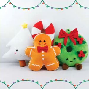 หมอนอิง ตกแต่ง ต้นคริสต์มาสห้องนั่งเล่น หมอนอิงโซฟา เตียง หมอนตุ๊กตา ตุ๊กตา ขนมปังขิง ขิง หมอน พวงดอกไม้  candy