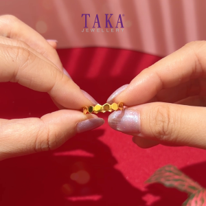 TAKA Jewellery 916 Gold Hexagon Ring
