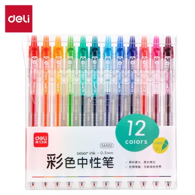 deli | Deli 6/12 Color Gel Pen Set 0.5mm Journal Marking Pens for Planning Drawing & School Supplies Smooth Writing Gel Ink Pens