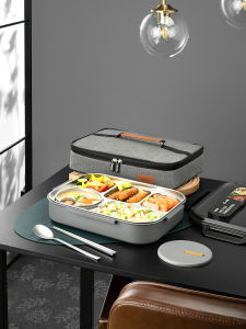 Leakproof 304 Stainless Steel 4 Grid Lunch Box with Soup Box for Students Fast Food Box Easy to Clean Rectangular Japanese Style