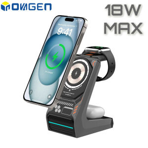 INOVAGEN ขาตั้งระบบแม่เหล็ก IT21 15W ชาร์จเร็วสถานีชาร์จไร้สาย3 In 1สำหรับโทรศัพท์สมาร์ตวอตช์หูฟังแท่นชาร์จตั้งโต๊ะ