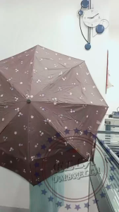 (ELLA SHOP) 3 Folds printed Flower design automatic coated umbrella high quality
