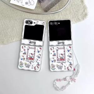 Sanrio | Khung Ảnh Hello Kitty Hình Sóng Hoạt Hình Dễ Thương Dành Cho Samsung Galaxy Z Flip Dây Đeo Chống Sốc Đi Kèm Vỏ Chống Nước Chống Trầy Xước