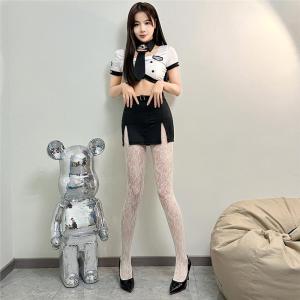 Thin Fishnet Patterned Flowers Embroidery Base Layer Socks Three Pairs Set Lightweight Breathable All Season Stockings