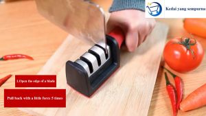 Quick Sharpener Kitchen Knife Accessories Knife Sharpener with Non-Slip Base 3-in-1 Sharpening Stone Ceramic Knife Sharpener Home Essentials