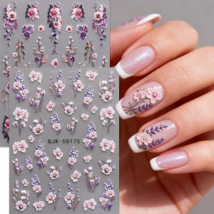 สติกเกอร์ติดเล็บลายดอกไม้สไตล์เรโทรสำหรับฤดูหนาว 2 ชิ้น ใช้งานง่ายสำหรับตกแต่งเล็บ DIY ของขวัญ งานปาร์ตี้ แต่งหน้าสำหรับงานปาร์ตี้