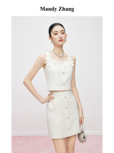 Handmade 3D Flower Summer Elegant French Style Womens Top Set