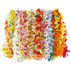 50/100Pcs Hawaiian Flower Necklaces Hawaiian Garlands Multicolor Flower Necklaces for Beach Party Luau Wedding Birthday Decor