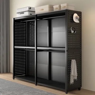 XIMIWU | Open Storage Wardrobe Rack with Metal Back Panel and Perforated Board