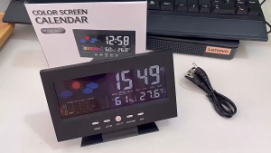 Jam penggera stesen cuaca paparan digital pintar dengan fungsi jam termometer dan termometer tanpa wayar serta higrometer