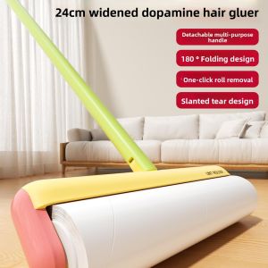 Dopamine Long Rod Hair Lint Roller Strong Cleaning Hair Removal Tool Floor Bed Cleaning Device Replaceable Paper Core