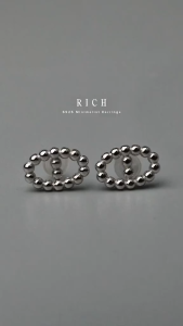 HB Jewelry RICH S925 Silver Beaded Oval Stud Earrings for Women Non Tarnish Hypoallergenic Non Fading Elegant Minimalist Everyday Wear Fashion Jewelry Sterling Silver Stud Earrings Stylish Accessory