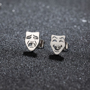 1 Đôi Sáng Tạo Ngộ Nghĩnh Mặt Nạ Bông Tai Dành Cho Nam Nữ Cặp Đôi Phong Cách Punk Thép Không Gỉ Mặt Họa Tiết Trang Sức Dự Tiệc Quà Tặng