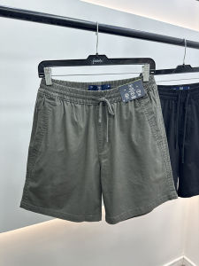 Mens Slim Fit Short Cotton Pants Summer Thin Washed Solid Color Casual Trousers with Zipper Pocket Fashionable Daily Wear