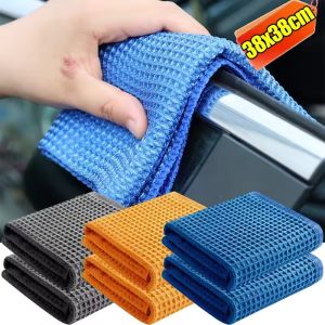 3PCS Microfiber Car Cleaning Towels Waffle Car Wash Drying Cloth Hemming Microfiber Towel Care Wash Cloth Car Detailing Accessories